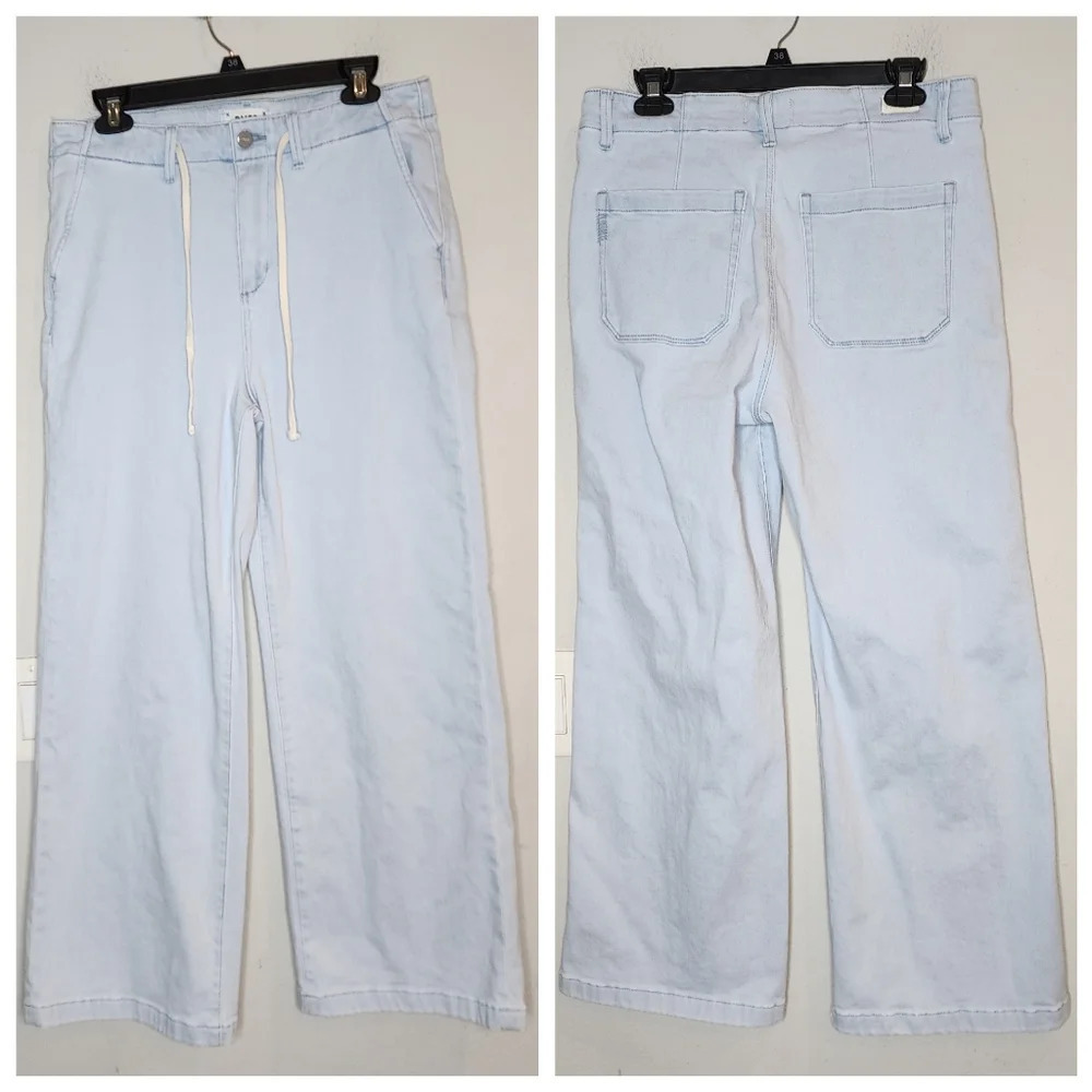 PAIGE Pale Blue Flare Wide Leg Jeans